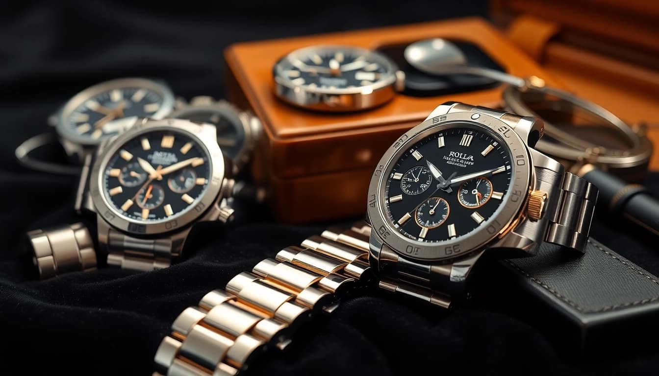 Showcase of luxurious replica watches emphasizing craftsmanship and elegance.