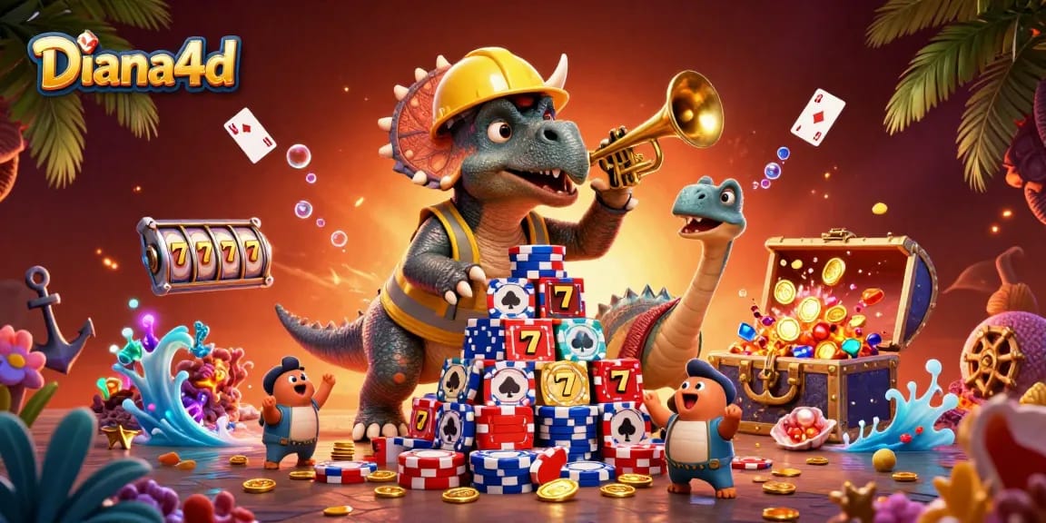 The Diana4d platform showcases an exciting gaming experience with vibrant characters celebrating successes and overcoming odds.