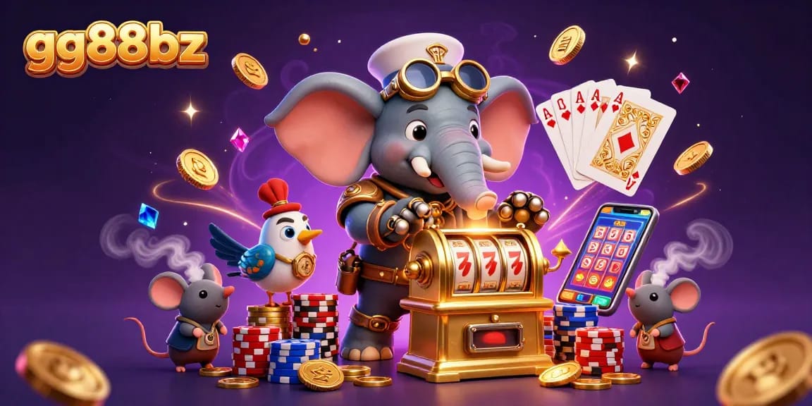 Engage in thrilling gameplay at GG88BZ with a steampunk-themed casino scene full of vibrant elements.