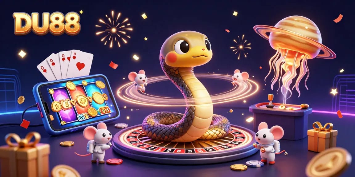Engage in dynamic betting at DU88 with astronauts and a cosmic dealer in a thrilling casino scene.