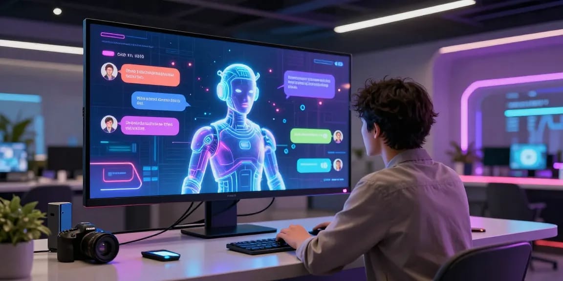 Engaging interactive scene with crushon ai character chats and tech ambiance.