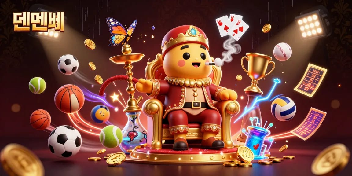 Engage with the vibrant 3D scene of 텐텐벳 featuring a whimsical caterpillar master and dynamic sports elements.