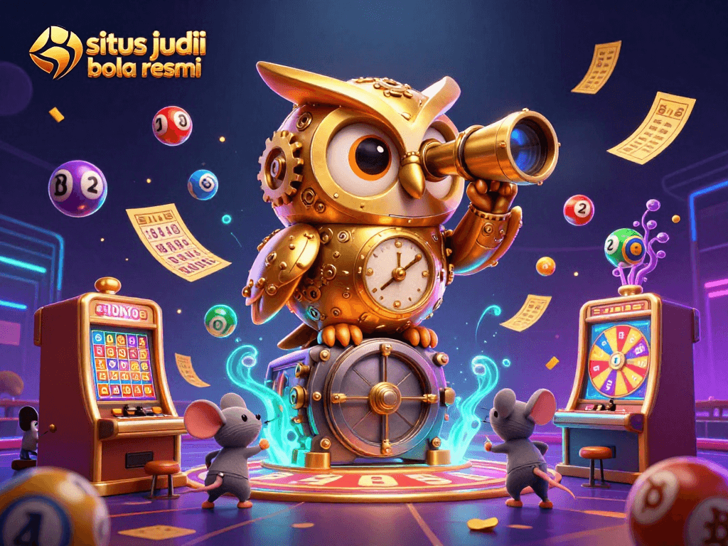 Experience your luck at situs judi bola resmi with vibrant casino elements in a dynamic digital scene.