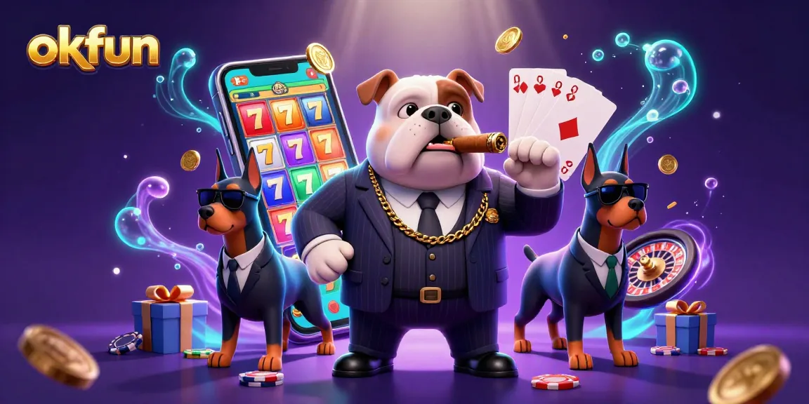 Experience the thrill of okfun, as the mafia bulldog and doberman bodyguards showcase a world of vibrant gambling action!