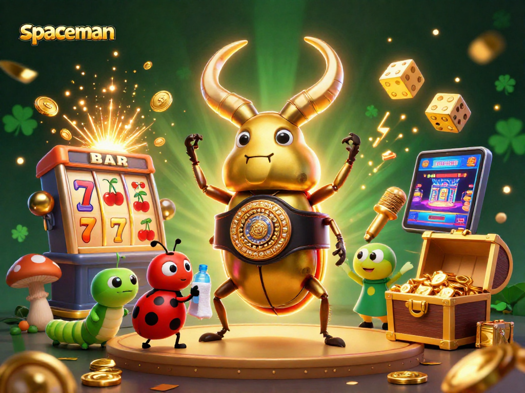 Engage in thrilling gameplay with the spaceman and vibrant casino elements in this exciting illustration.