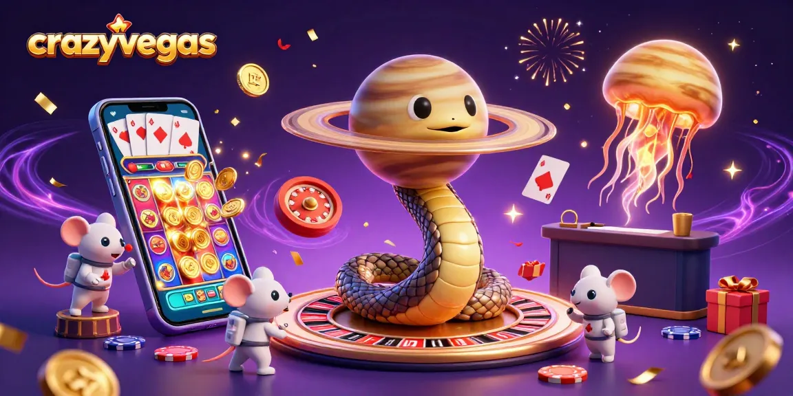 Join the cosmic excitement with crazyvegas as little astronaut mice gamble on a roulette-like Saturn!