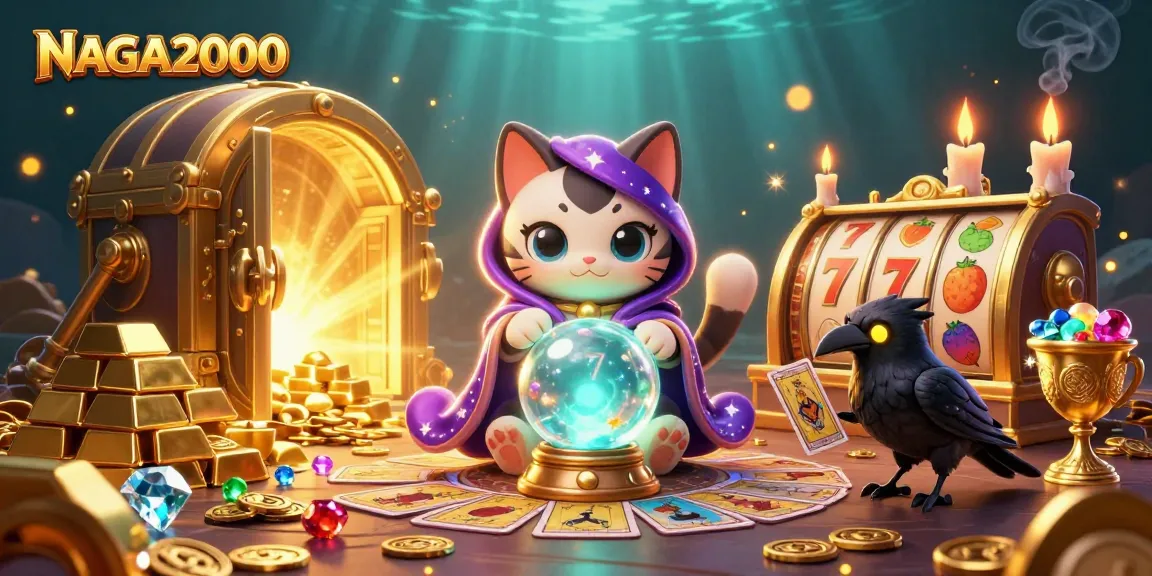 NAGA2000 menampilkan adegan kasino 3D yang mendebarkan, penuh dengan karakter mistis dan elemen permainan yang cerah.