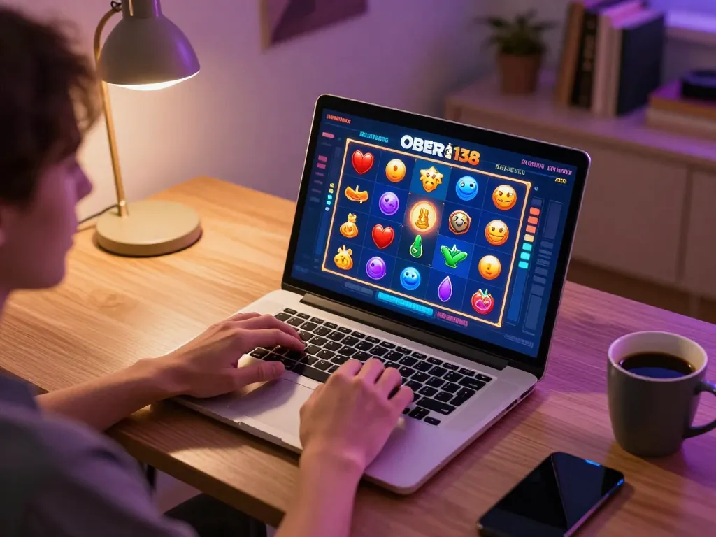 Player enjoying fun slot games on situs gacor OBOR138, showcasing excitement and engagement