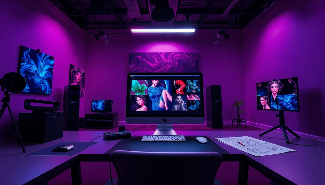 Experience the future of NSFW AI image generation with advanced technology in a vibrant digital art studio.