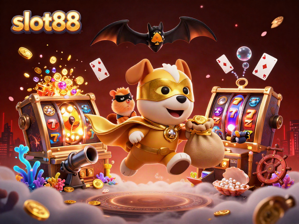 Spin the reels and win big at slot88 with our vibrant superhero-themed illustration!