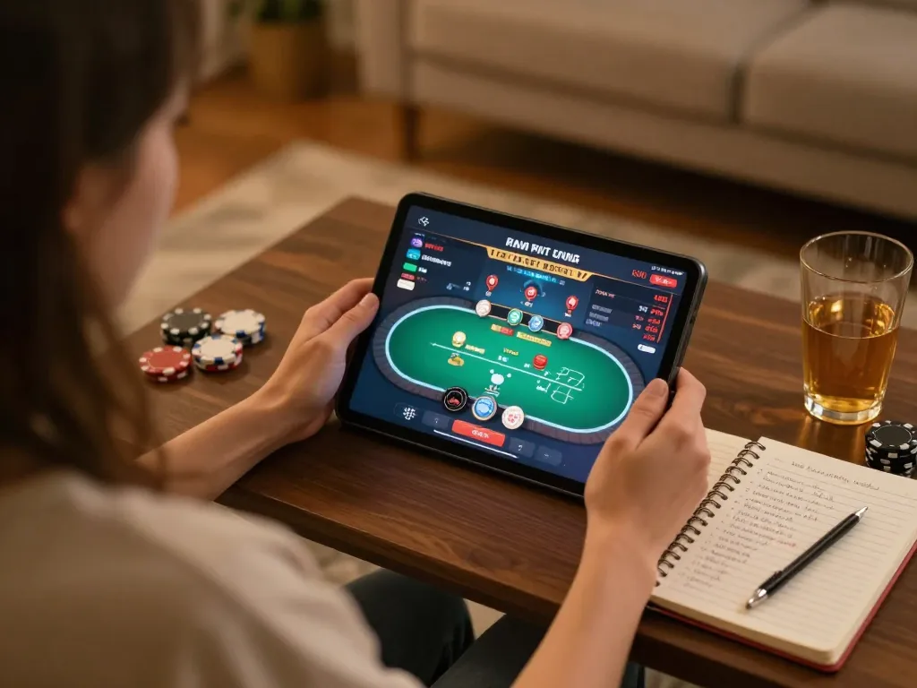 Engaging with sc88e on tablet for live casino gaming, focusing on strategy while relaxing.