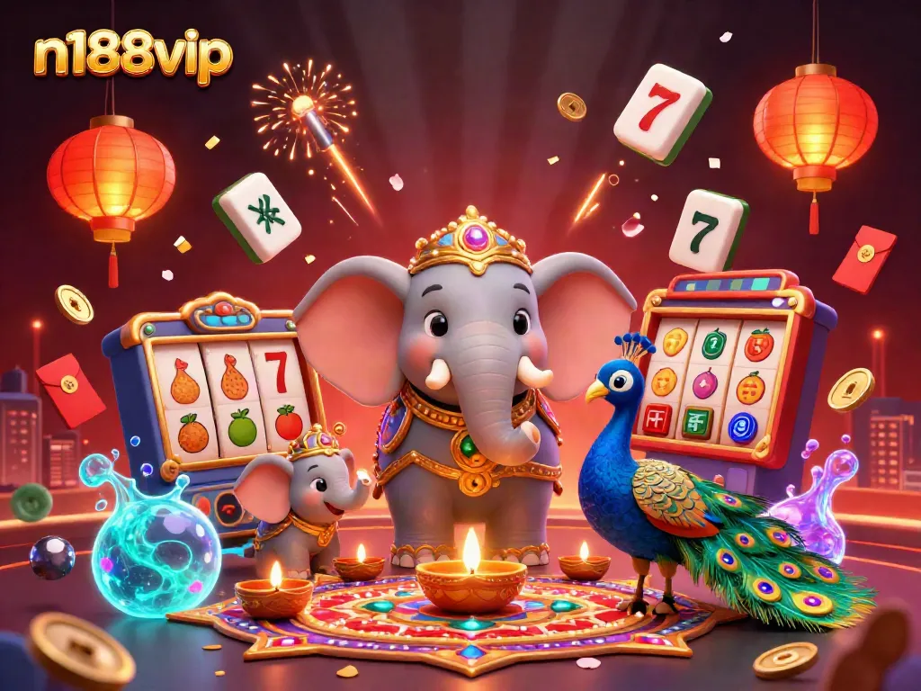 Experience the vibrant casino excitement with n188vip's colorful 3D illustration featuring dynamic game elements and rich visuals.