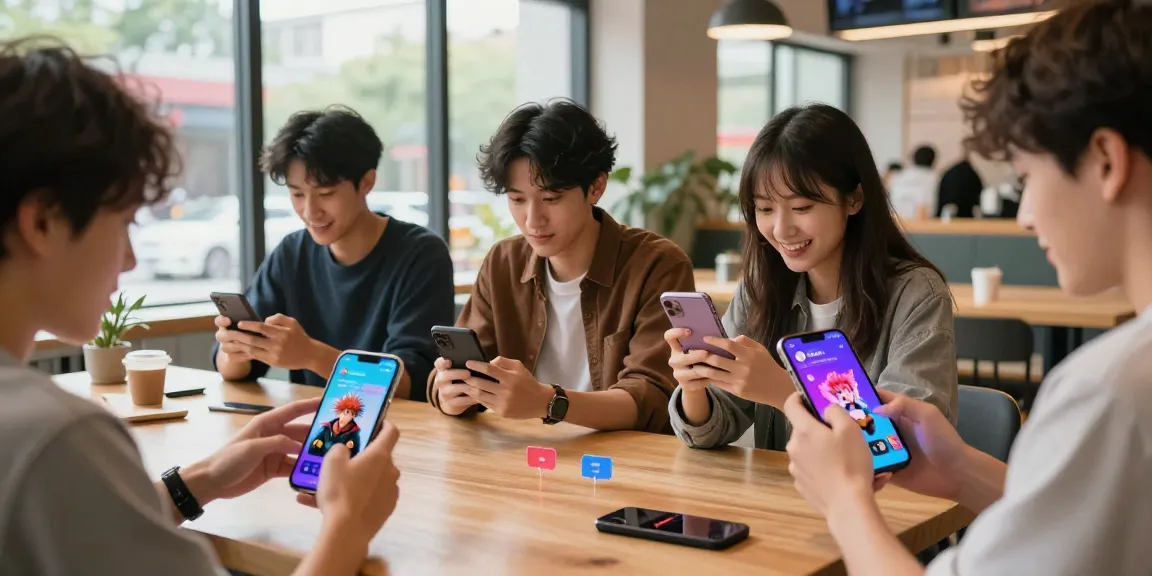 Interactive scene in status ai showcasing vibrant characters and social media elements.