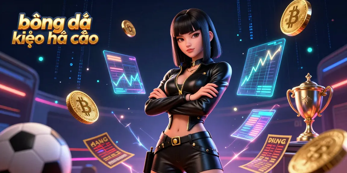 Betting on bóng đá kèo nhà cái with thrilling sports elements in a digital illustration