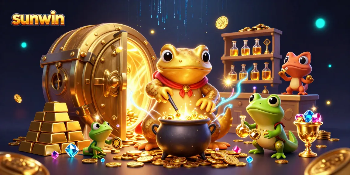 Win big with sunwin in a magical alchemy-themed gambling scene bursting with riches.