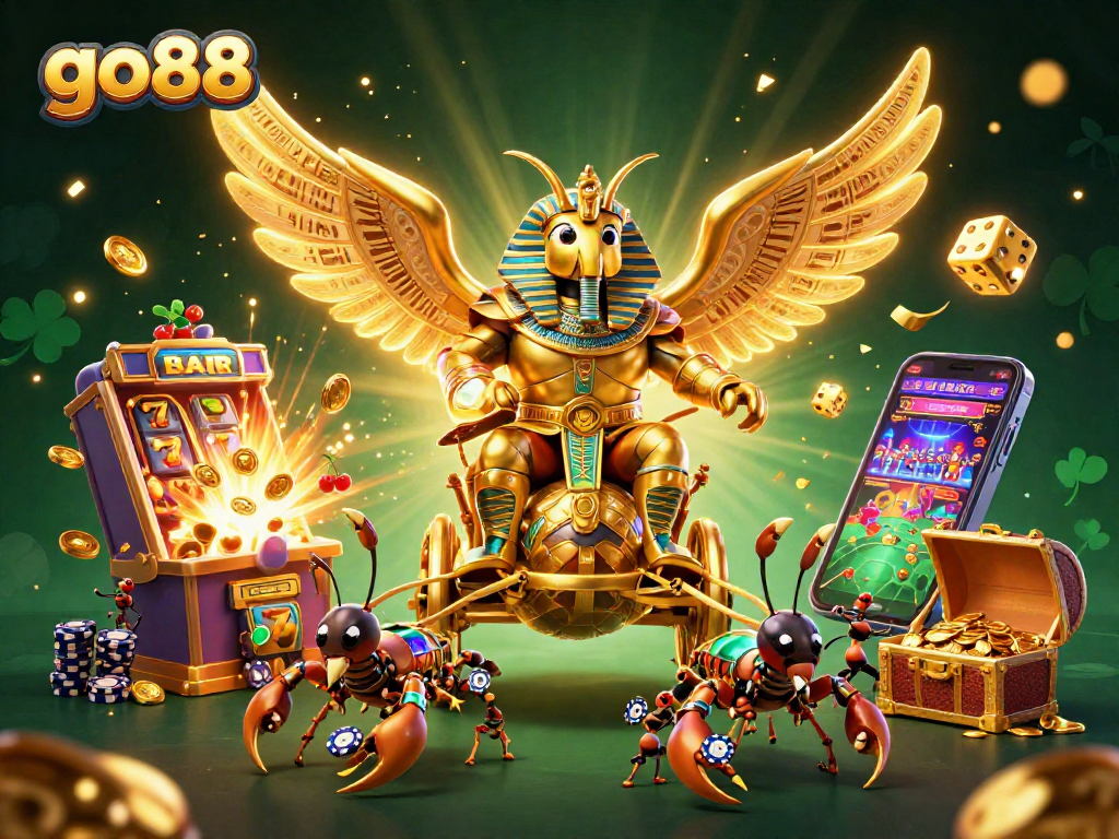 Experience the thrill of go88 with a vibrant 3D casino scene filled with jackpots and excitement.