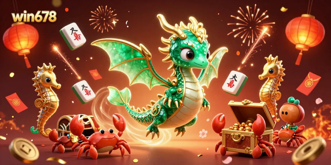 Experience the excitement of win678 with captivating 3D dragon illustrations in a vibrant casino setting.