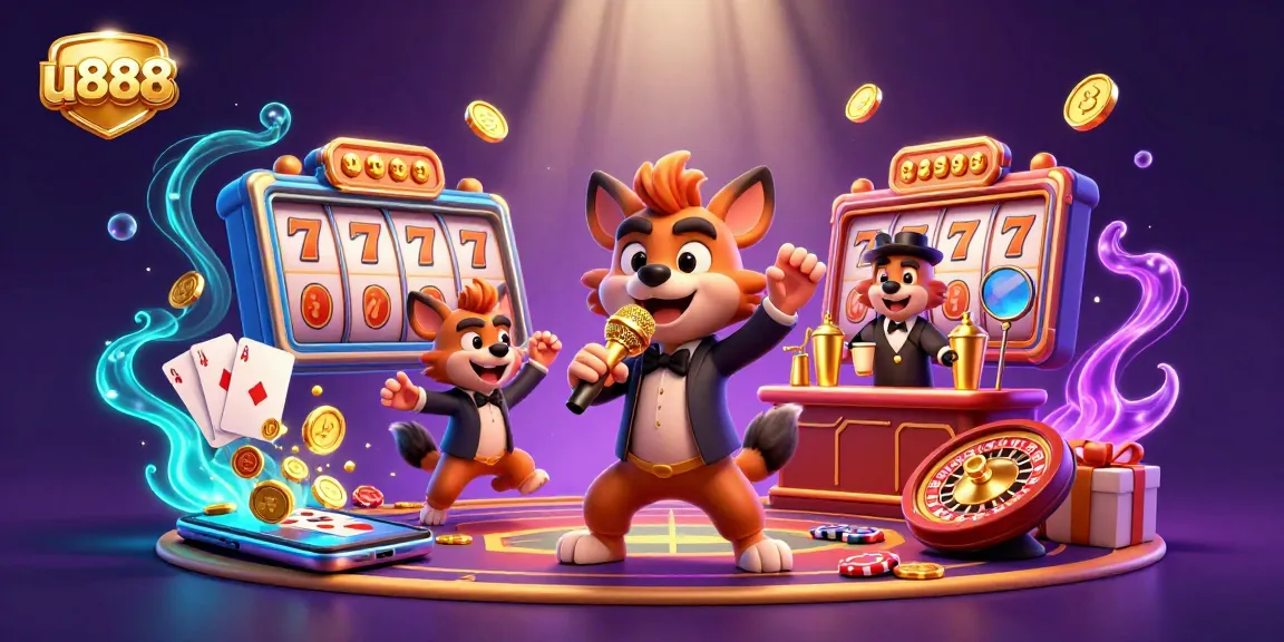 Experience thrilling slots action at u888 with entertaining hyenas in a dynamic casino scene.