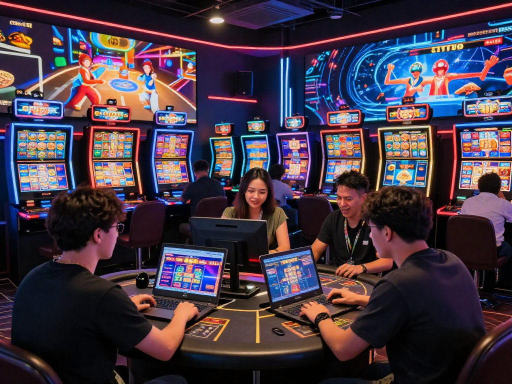 Exciting engagement at USA online casinos featuring players enjoying digital slot machines and live dealer experiences.