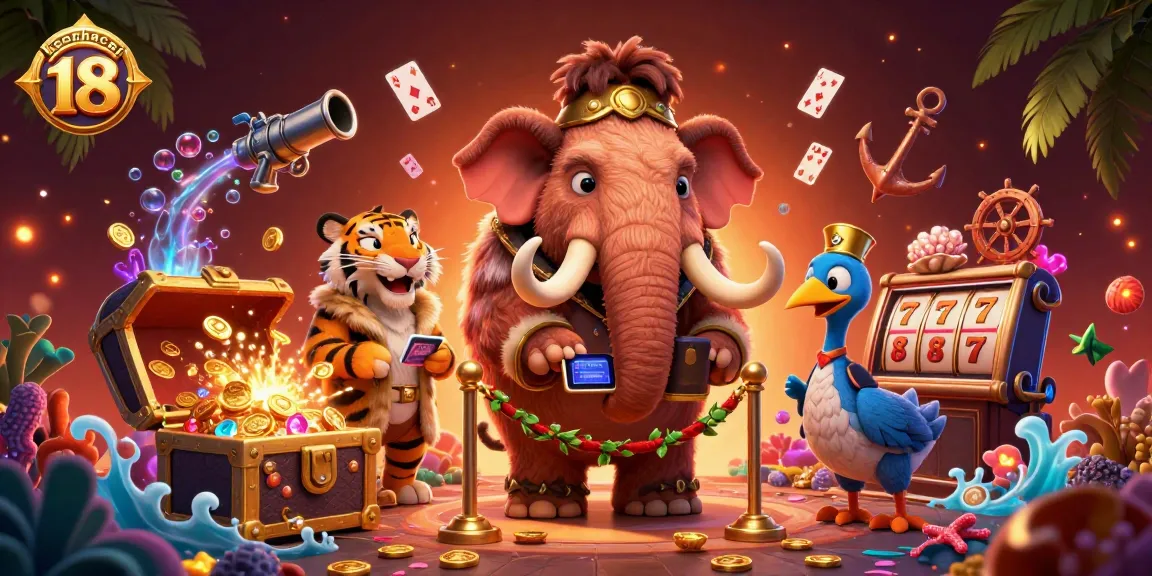 Engage with the excitement of keonhacai 18 as a woolly mammoth bouncer welcomes VIP guests in a vibrant casino scene.