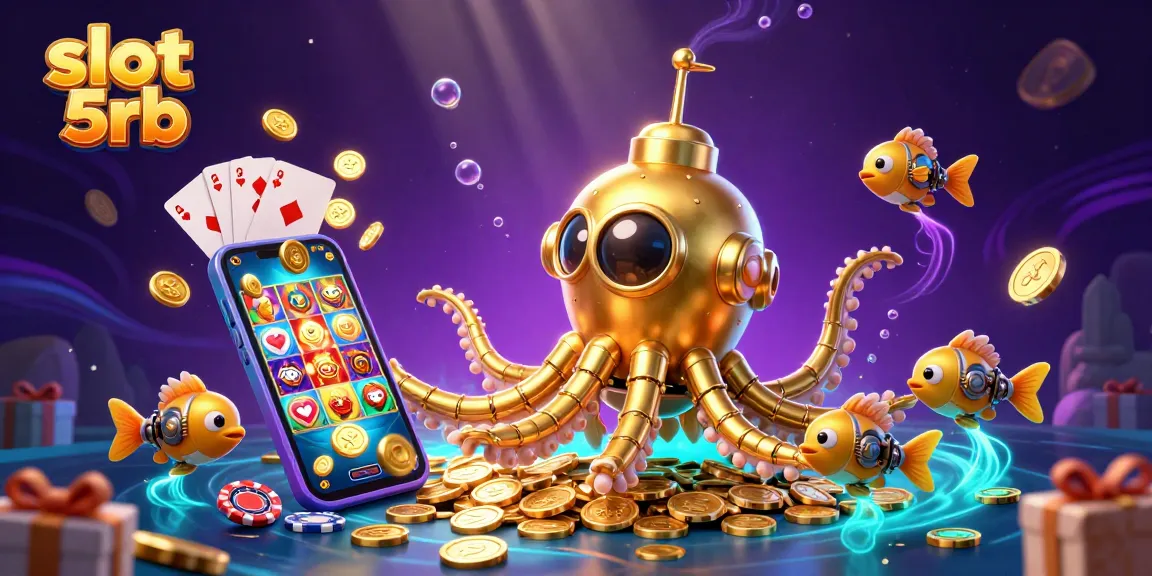 Experience luck and excitement with slot 5rb in a dynamic casino-themed 3D scene featuring golden coins and exciting game elements.