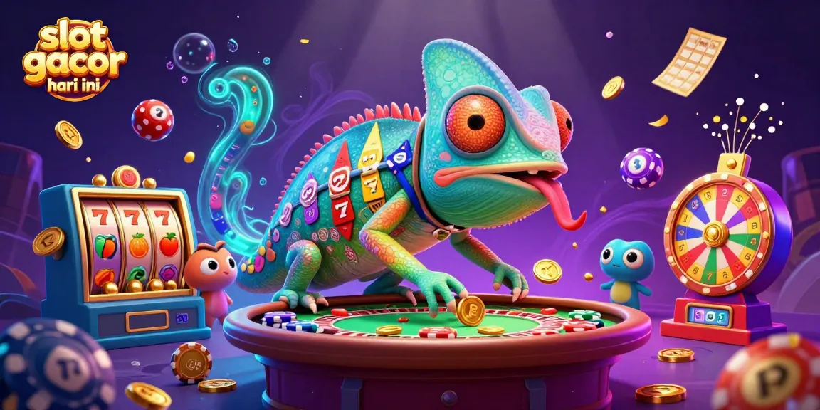 Engage with slot gacor hari ini, featuring a vibrant 3D casino scene with colorful elements and jackpot excitement.