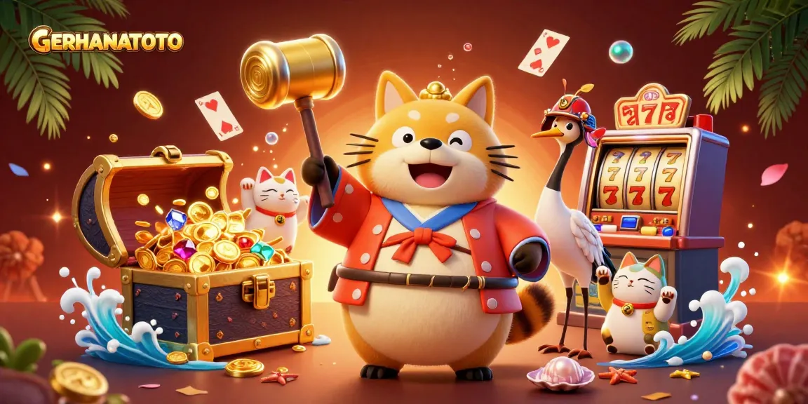 GERHANATOTO menampilkan hasil undian kasino dengan simbol keberuntungan dan jackpot menawan.