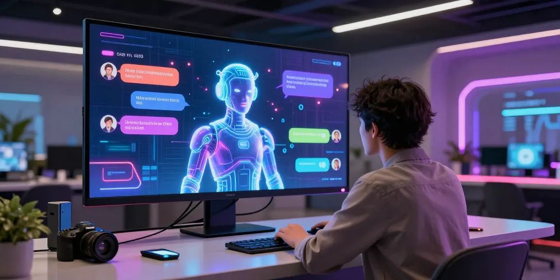 Engaging interactive scene with crushon ai character chats and tech ambiance.