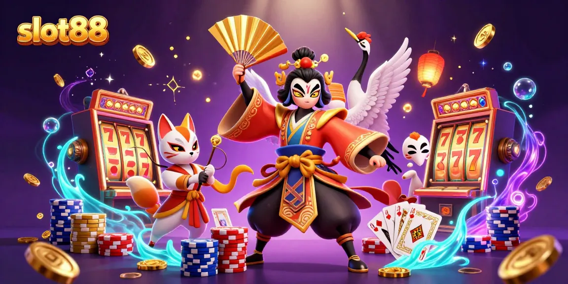 Memenangkan slot88 dengan mesin slot yang berkilauan dan simbol uang emas
