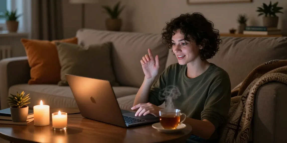 Person enjoying an intimate AI spicy talk while relaxing at home.