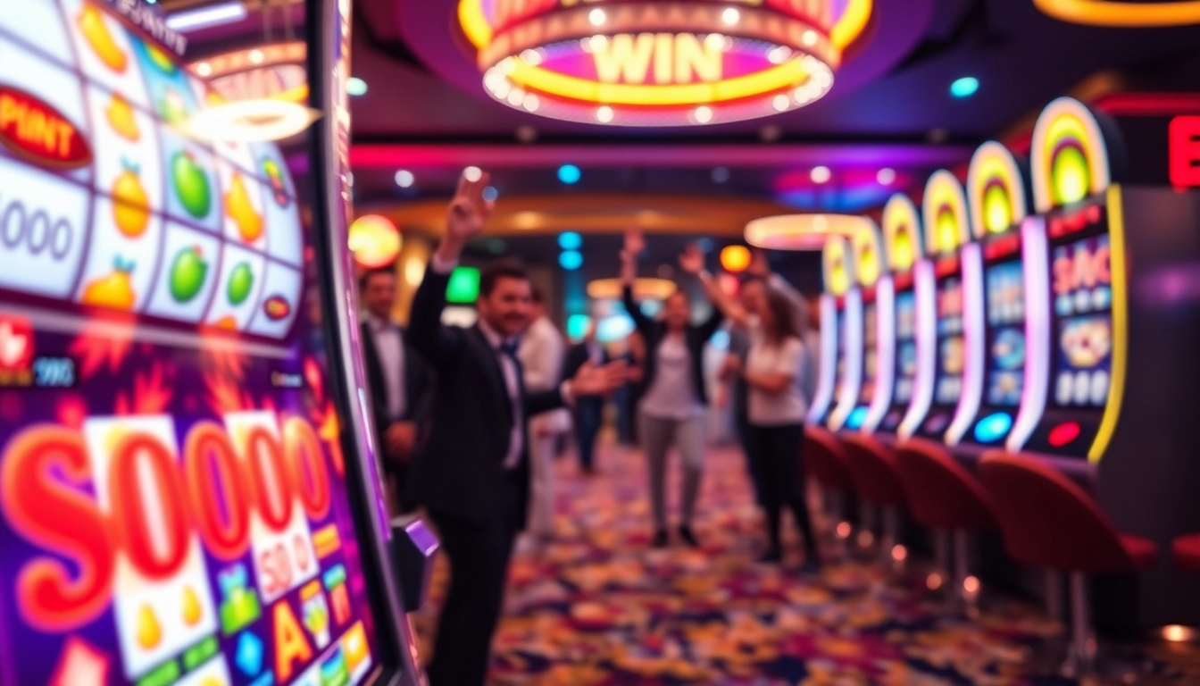 Slot deposit 5000 tampil pada mesin slot yang cerah dan ramai dengan pemain yang bersemangat.
