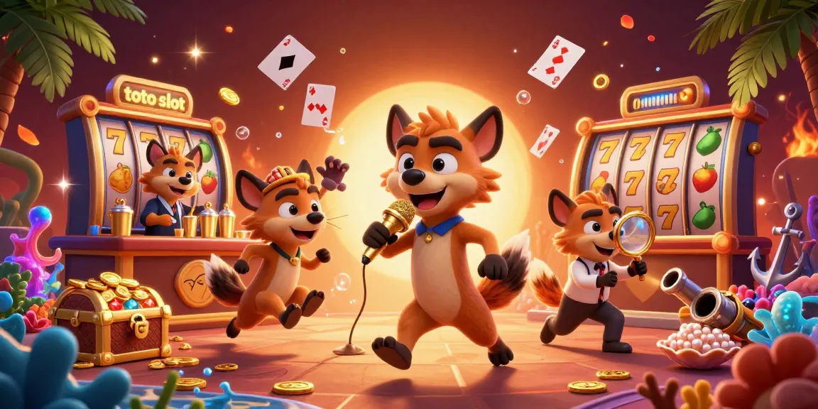 Experience the thrill of toto slot gaming with exciting characters in a vibrant casino scene full of dynamic elements.