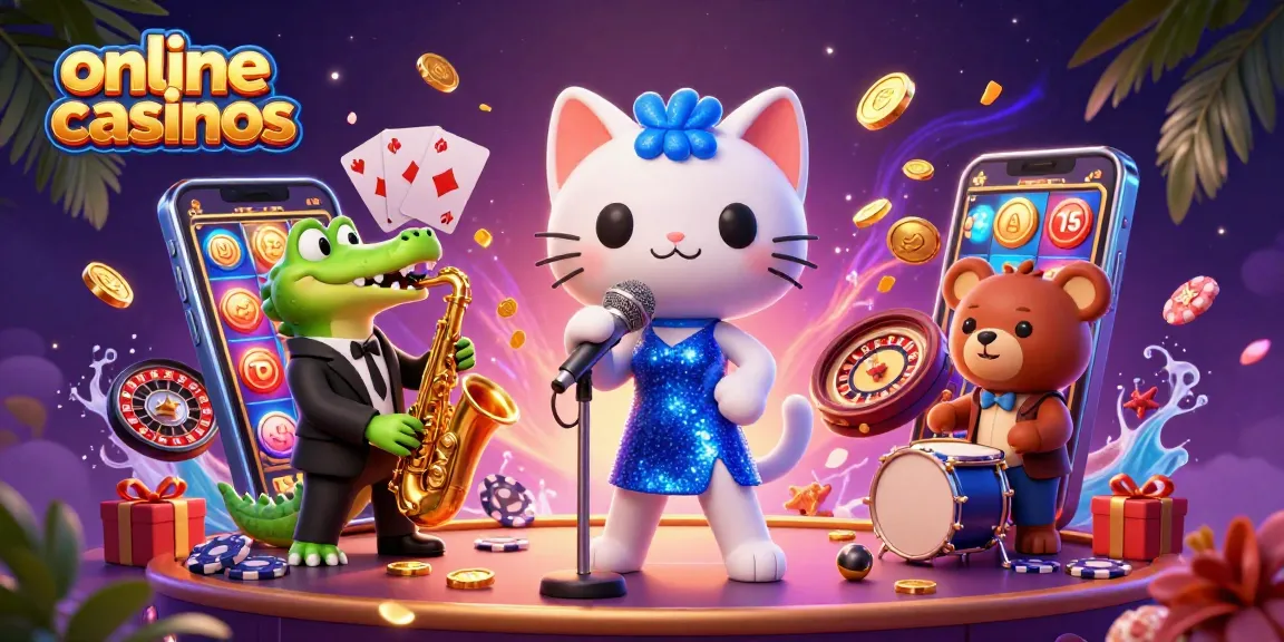 Engage with vibrant scenes at online casinos featuring cartoon characters and gaming elements.