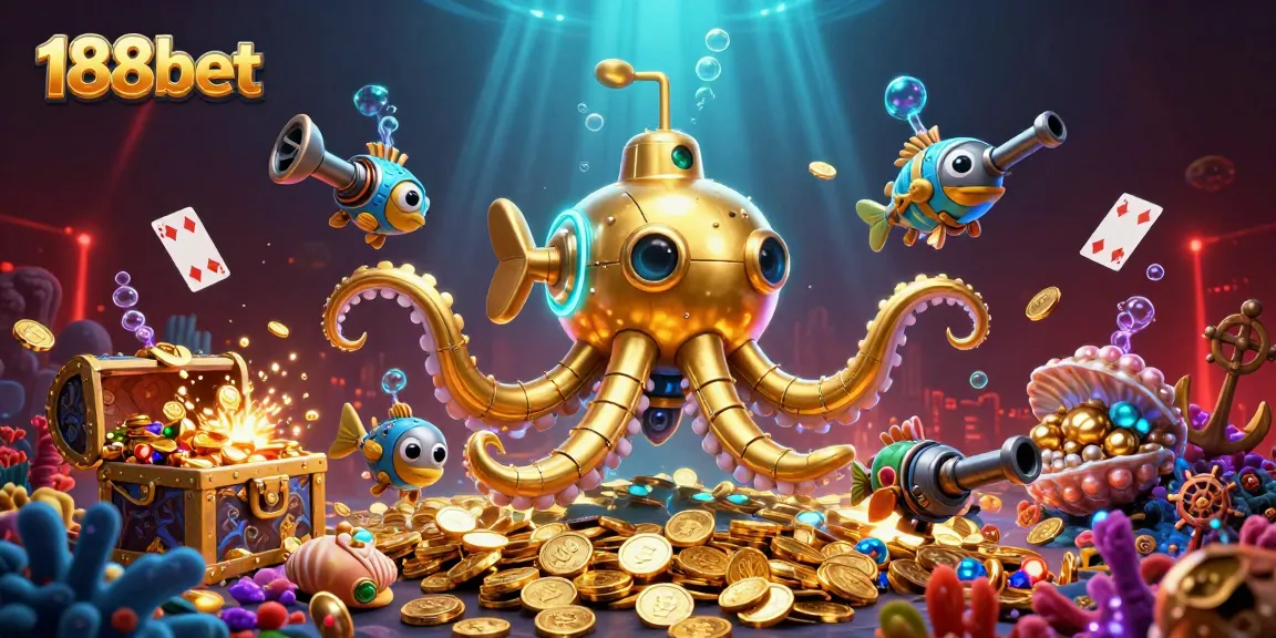 Experience thrilling action with 188bet as the golden kraken submarine surfaces amidst treasure