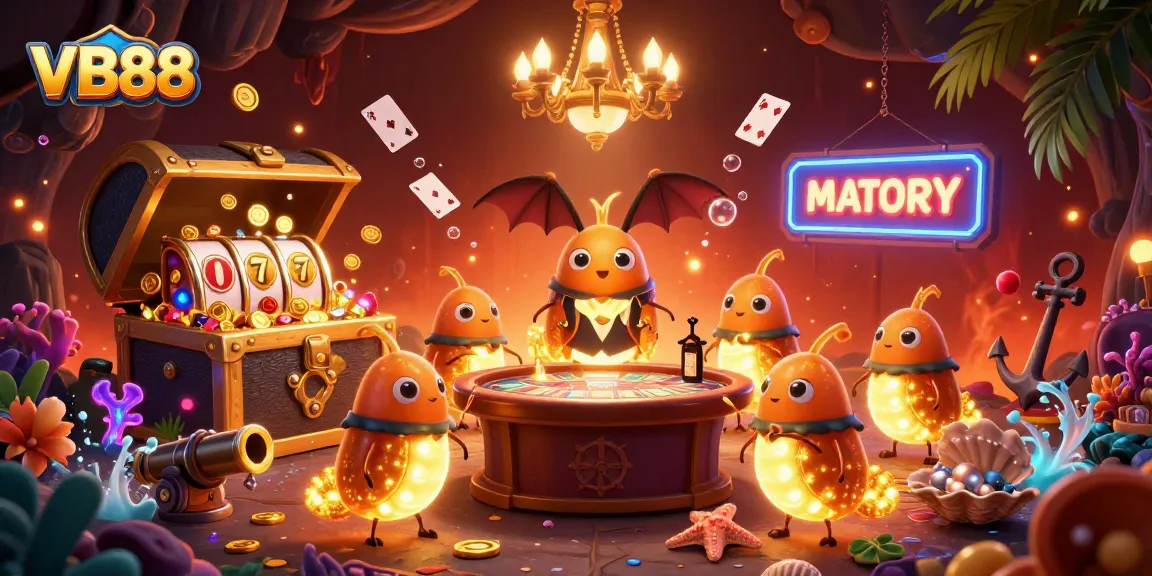 Experience the excitement of VB88 casino gaming with vibrant glowworms and action-packed elements.