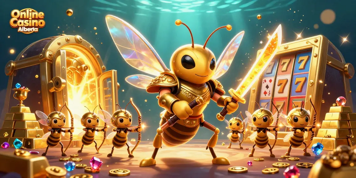 Engage in thrilling gameplay at Online Casino Alberta with vibrant 3D visuals and dynamic casino elements.