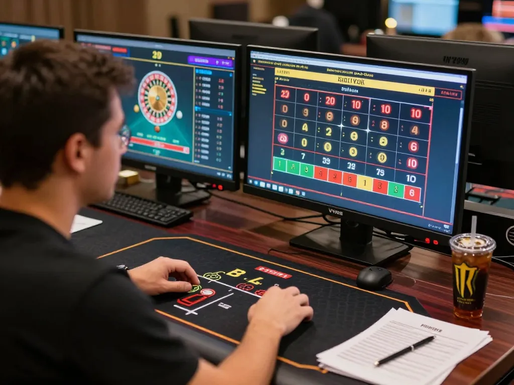Engaged player using VT88 for high-stakes online gameplay at a professional setup.