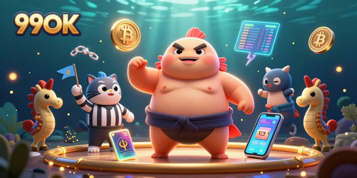 Engage with 99OK's vibrant underwater casino experience featuring dynamic characters and digital elements.