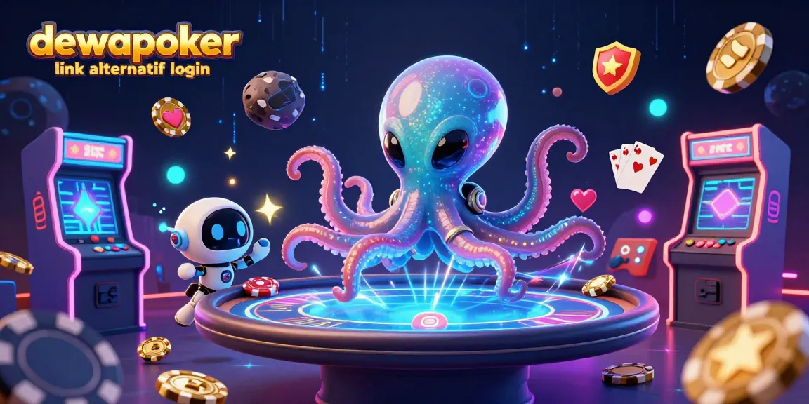 Engage in thrilling gameplay at dewapoker link alternatif login with a lively 3D poker scene featuring animated characters.