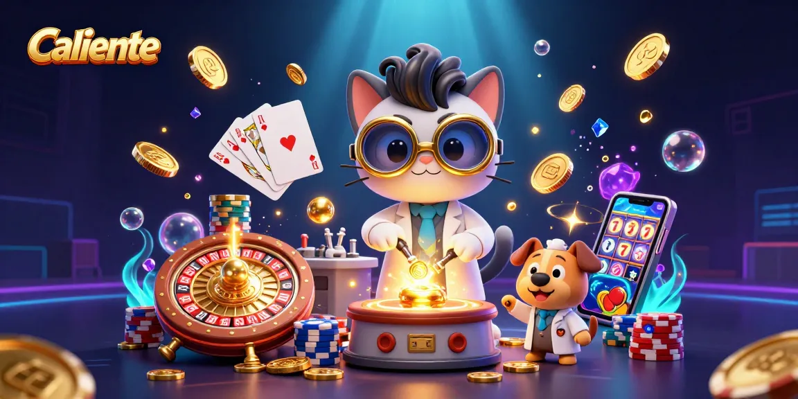 Experience Caliente's thrilling casino action with vibrant games and golden wins in an engaging scene.
