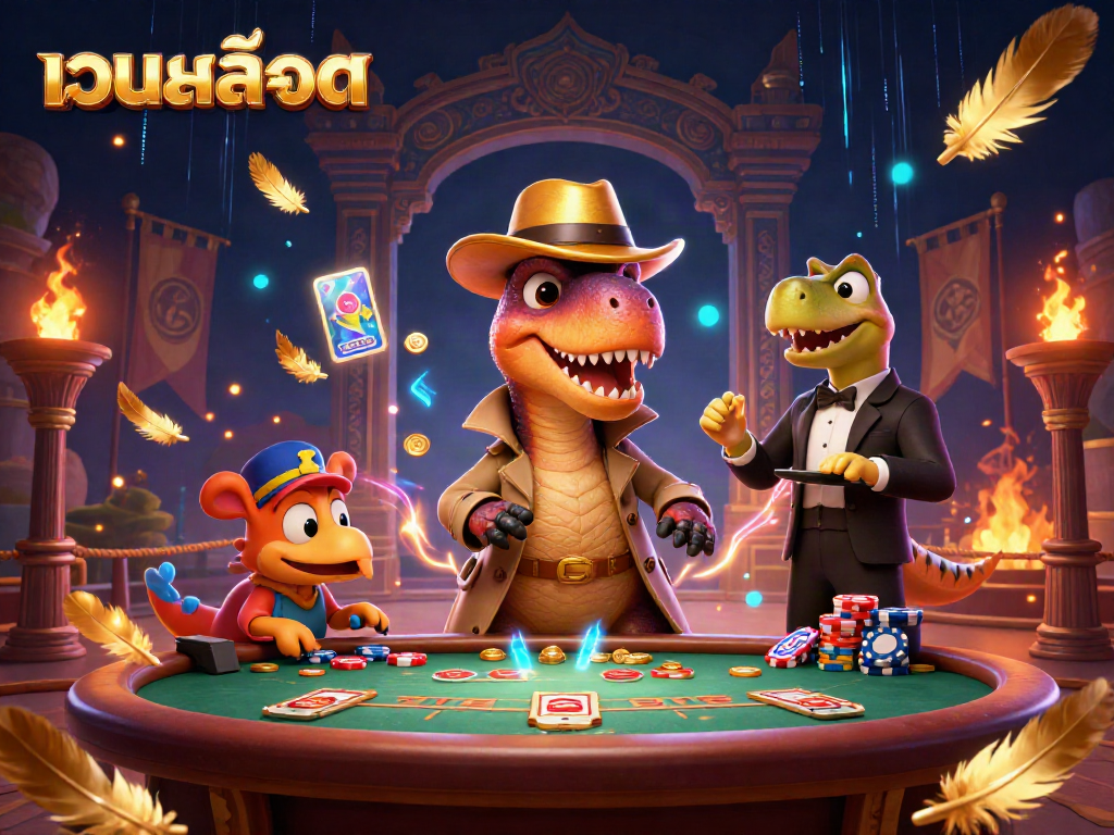 Experience an exciting เว็บสล็อต adventure as a clever velociraptor tries to steal chips at a blackjack table.