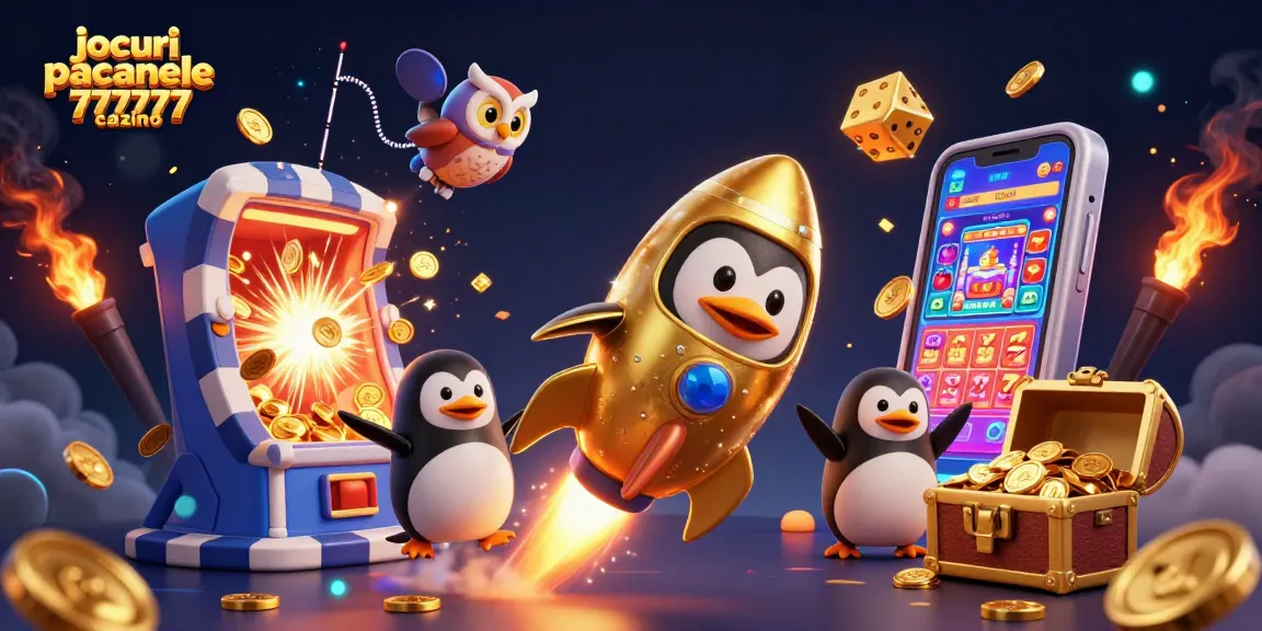 Joacă jocuri pacanele 77777 cazino și câștigă cu premii interesante în această ilustrație vibrantă.