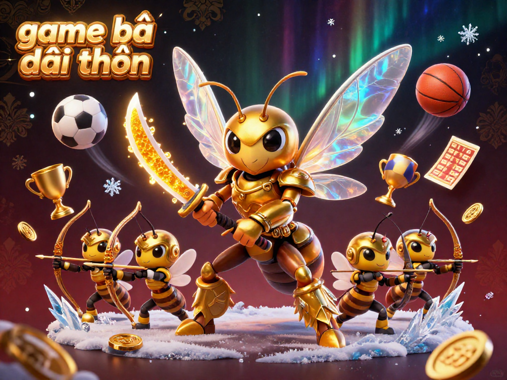 Experience exciting game bài đổi thưởng with dynamic characters and sports elements in this vibrant illustration.