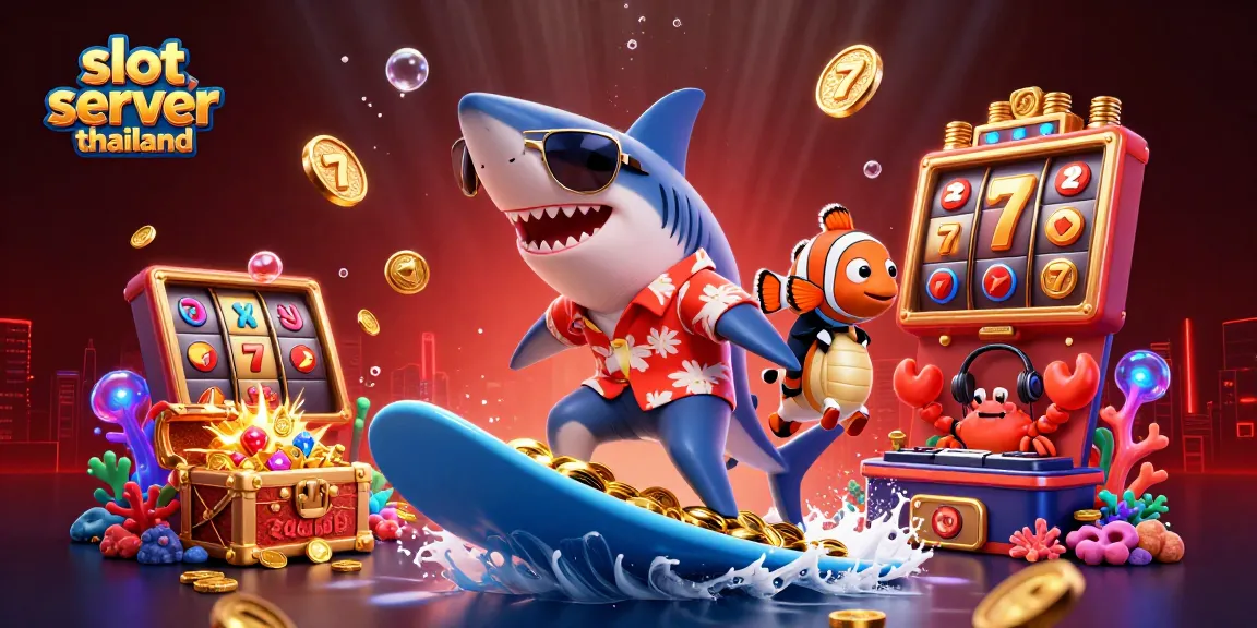 Experience the thrill of slot server thailand with this vibrant illustration featuring dynamic casino elements.