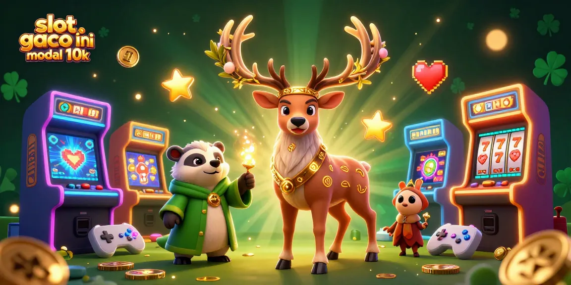 Spin slot gacor hari ini modal 10k with a druid and badger in a magical casino scene.