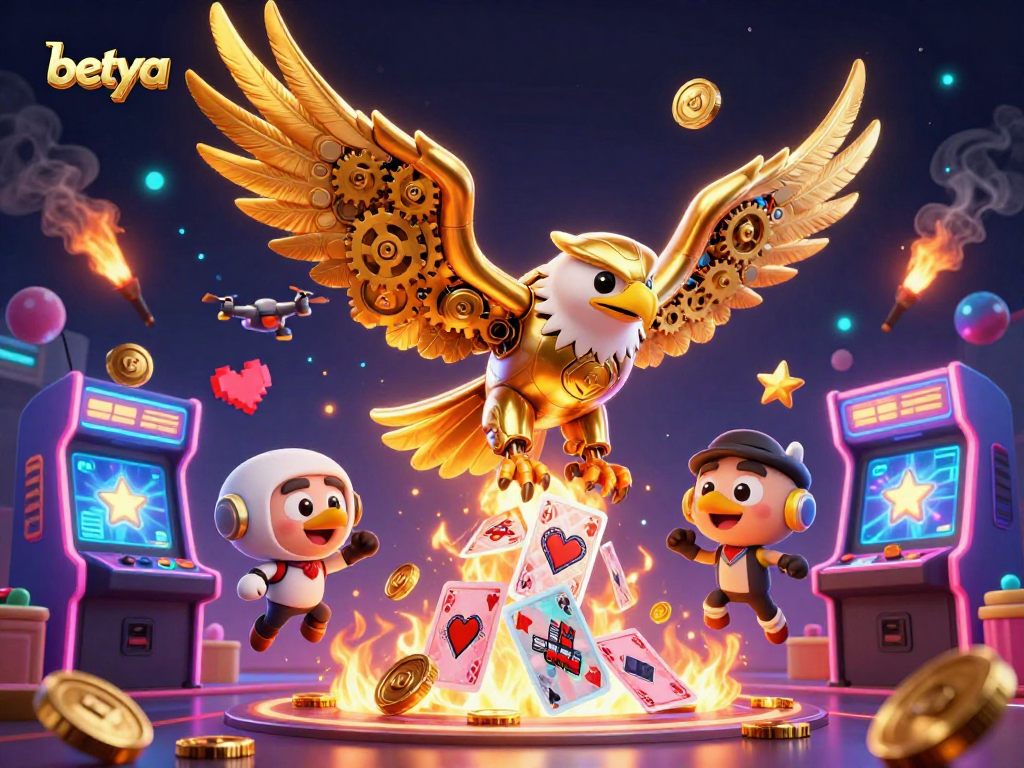 Experience thrilling moments with betya in a vibrant, dynamic gaming scene featuring cybernetic elements.