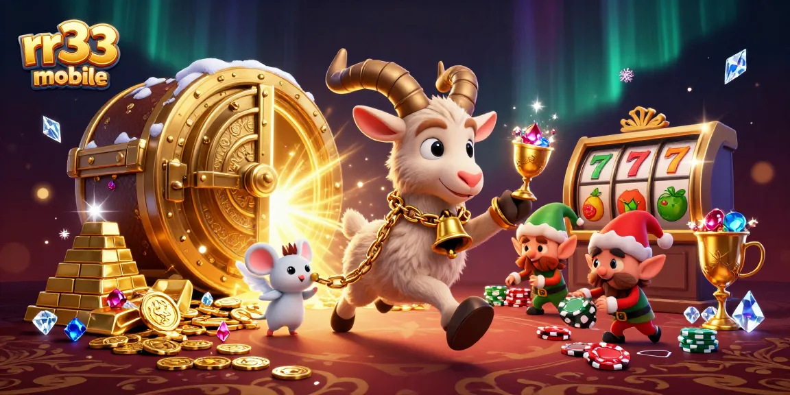 Engage with rr33 mobile gaming by witnessing a festive casino scene filled with intriguing characters.