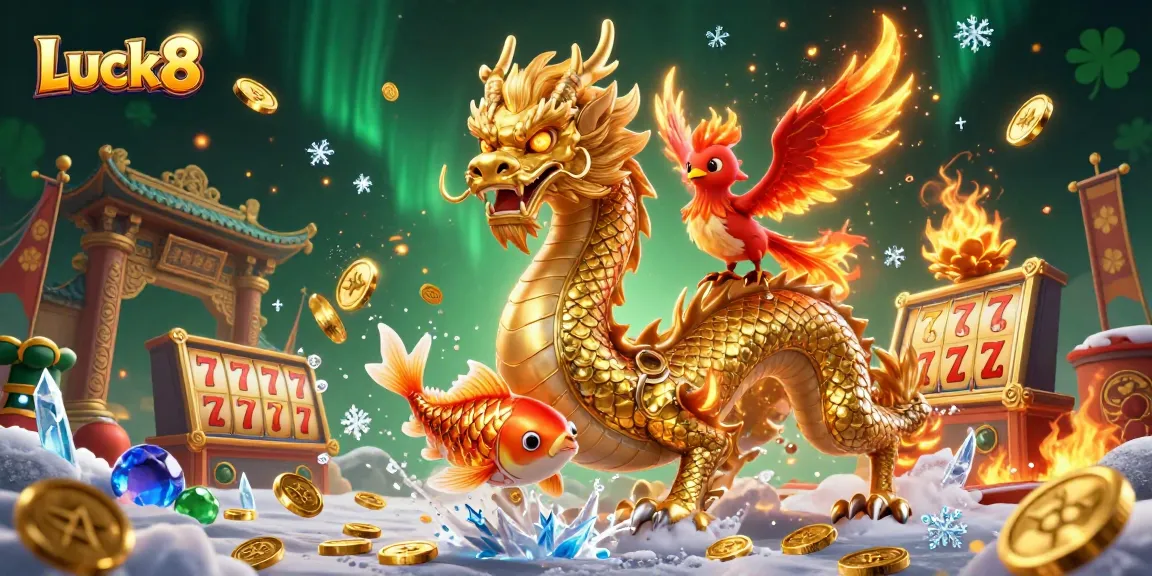 Engage in exciting gameplay at Luck8 with celestial creatures amidst vibrant casino elements.