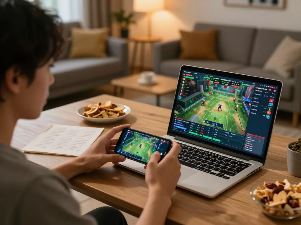 Engaging in mobile sports betting with ทางเข้า m116 while enjoying a cozy home gaming atmosphere.