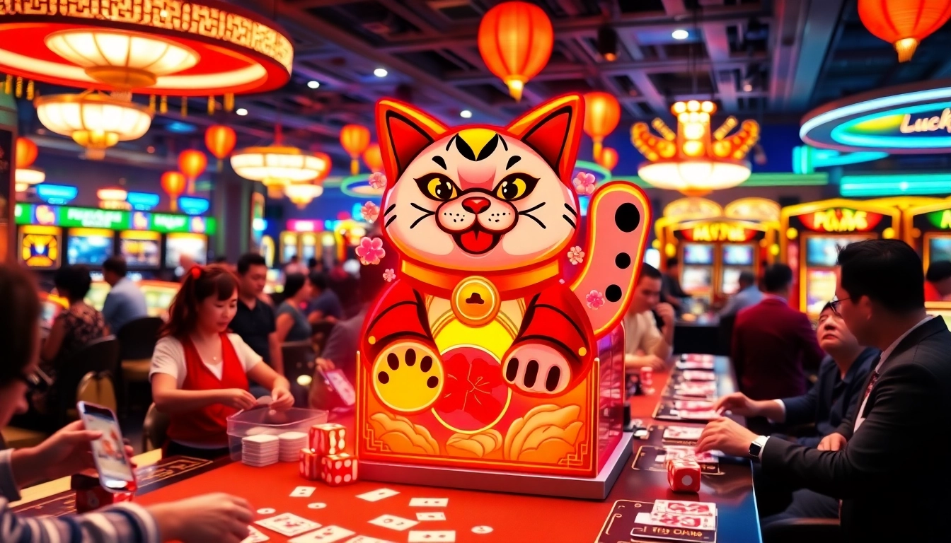 Experience thrilling gameplay with the Lucky Neko PG Soft ทำกำไรได้จริง slot machine in an exciting casino atmosphere.